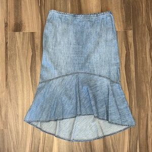 Ralph Lauren Light Blue Denim High-Low Skirt